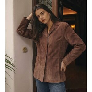 I.E. Women's VTG 100% Leather Jacket Chocolate Mid‑Length Pockets Size 12